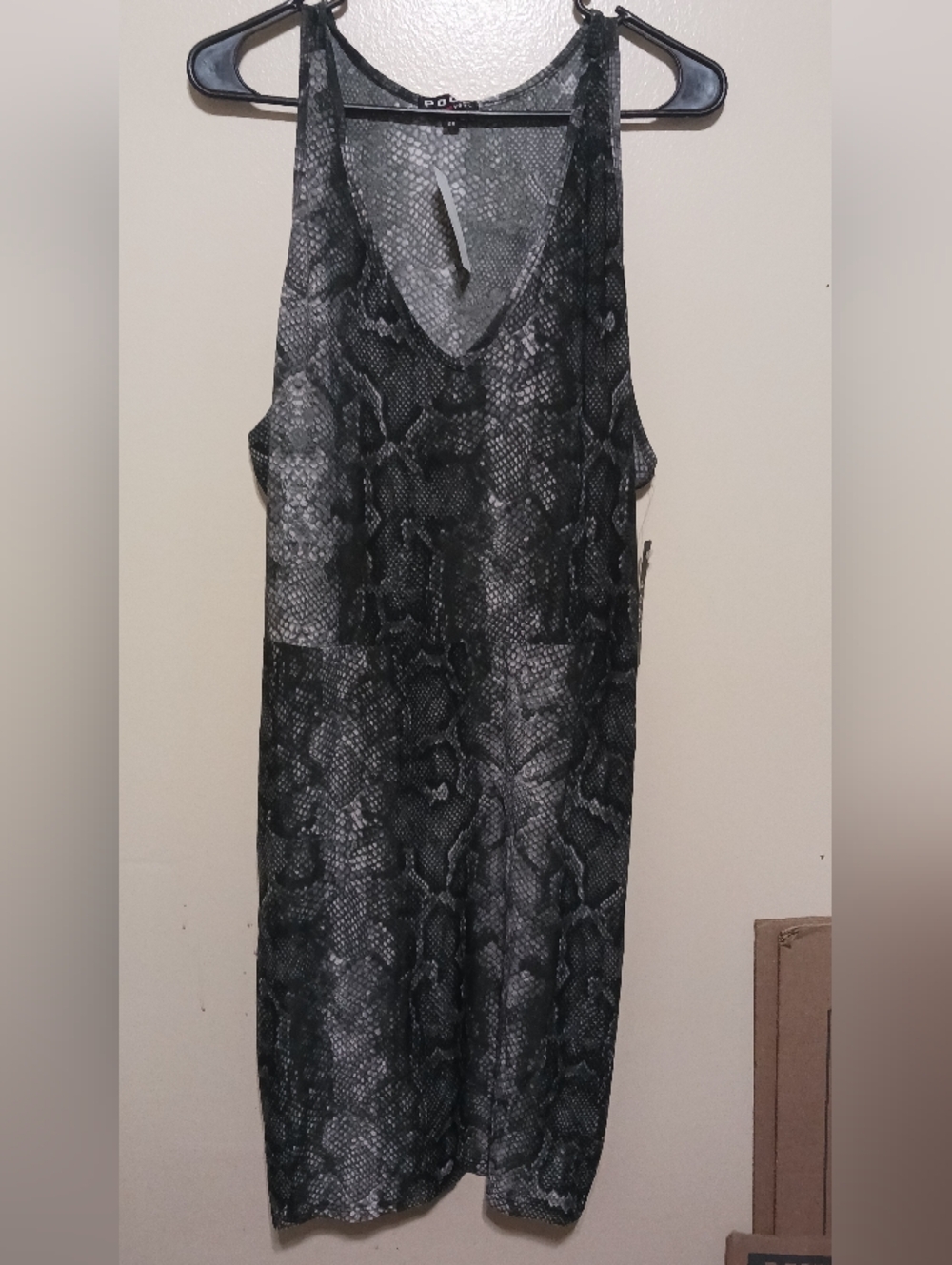 Poof New York Womens Snake Print Sleeveless Midi Dress - Black & Gray 2x A-10